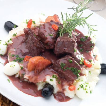 Receitas de Carnes: MÚSCULO À BRASILEIRA COM PURÊ DE MANDIOCA